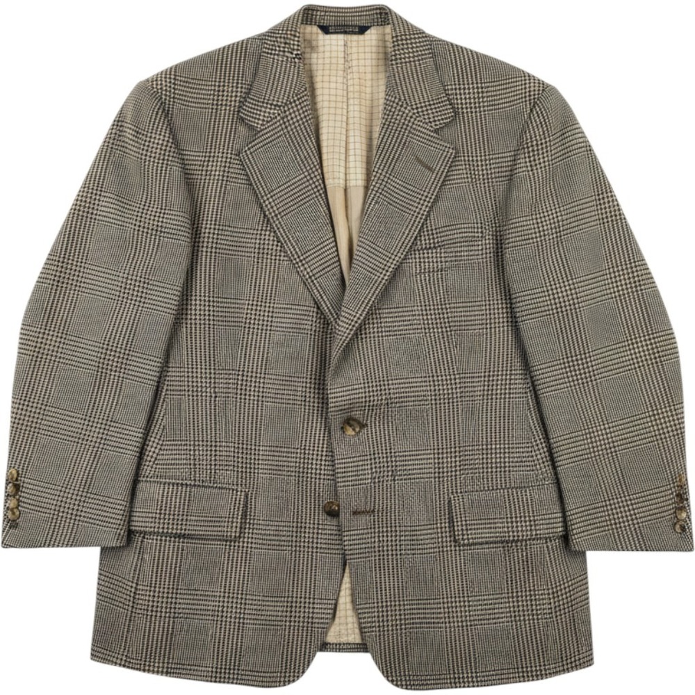 Brooks Brothers Mens Glen Plaid Sport Coat Blazer Brown Tan 40S